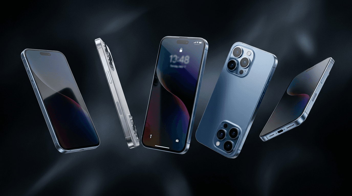 Premium flagship smartphones displayed in dramatic studio lighting