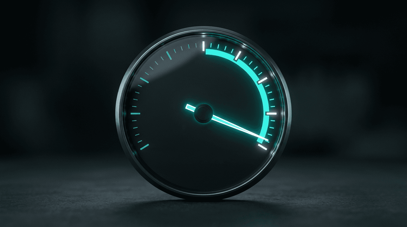 3D internet speed gauge visualization