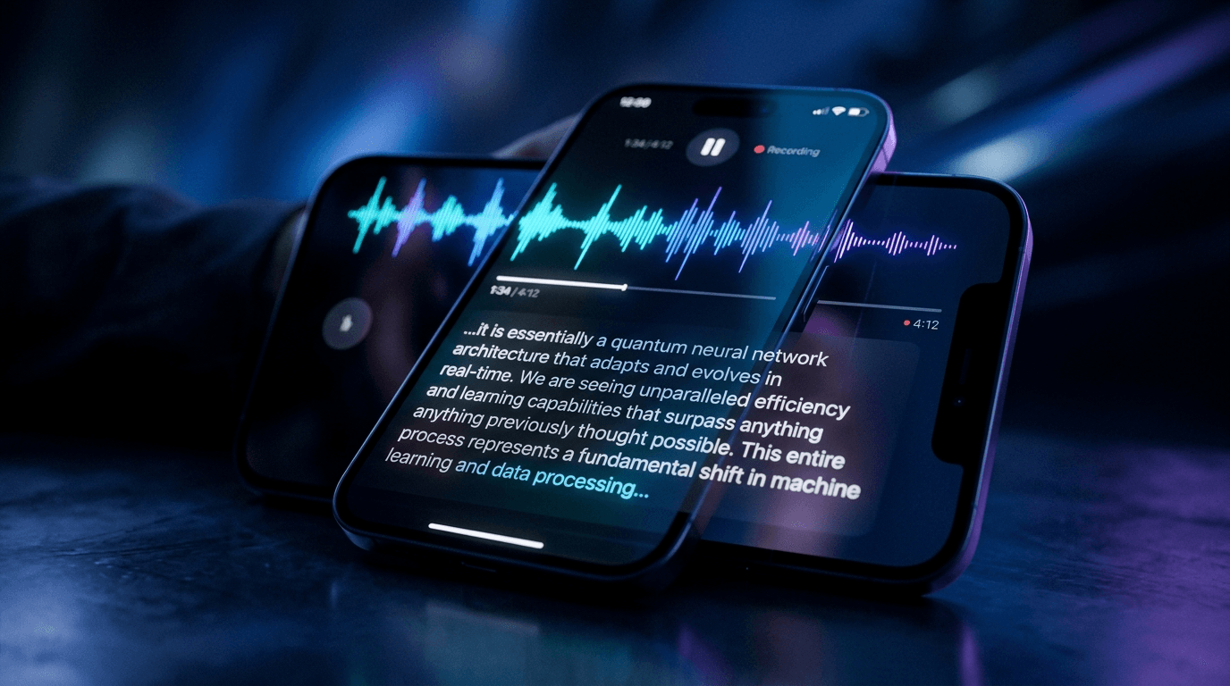 AI transcription visualization on a smartphone screen