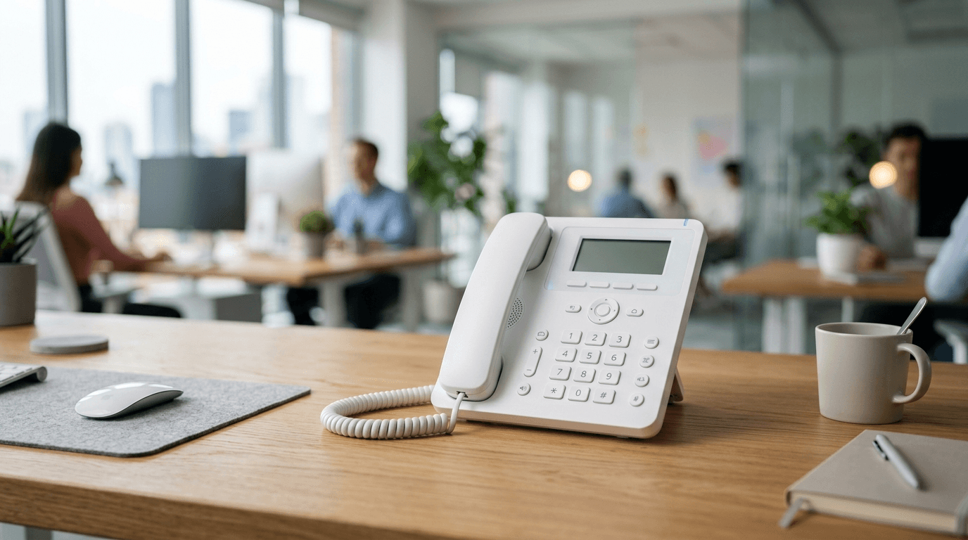 Ooma Office VoIP device on a clean desk
