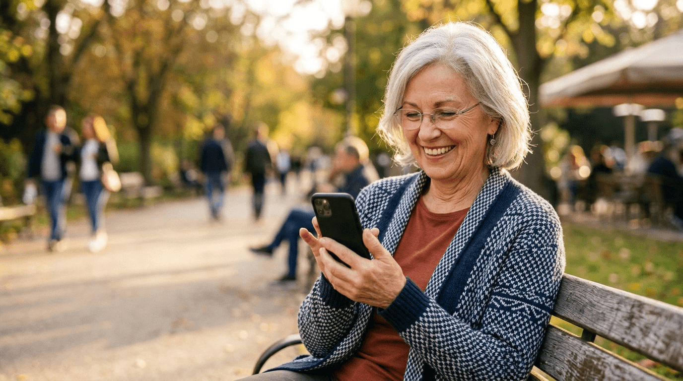 Senior woman using a smartphone outdoors