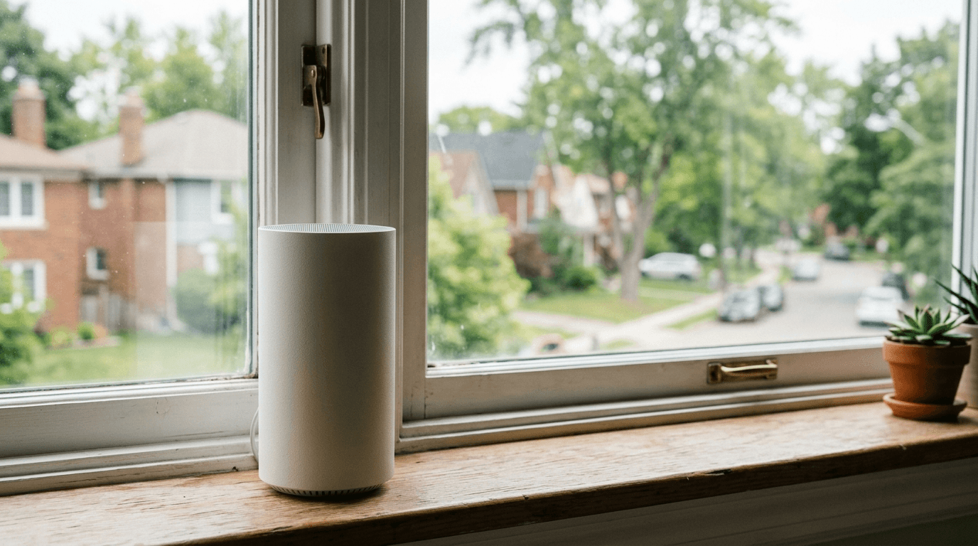T-Mobile 5G home internet gateway on a window ledge