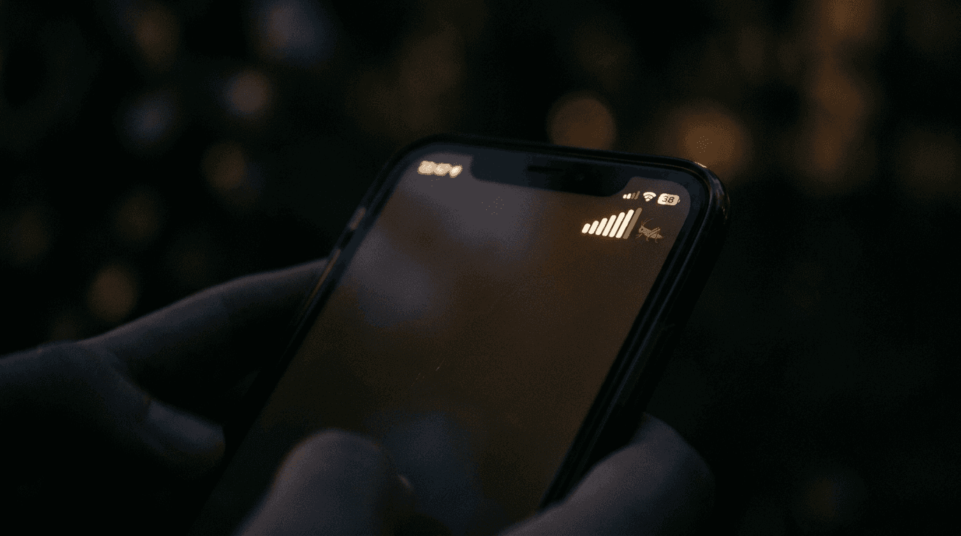 Smartphone screen showing strong signal bars