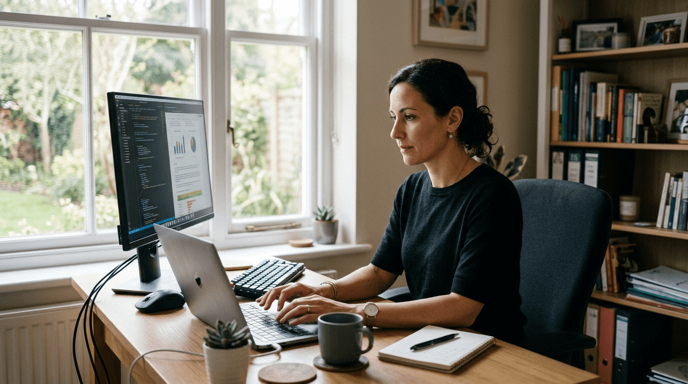Professional woman working at a home office